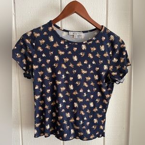 Gaze Navy Blue Floral Top Juniors S